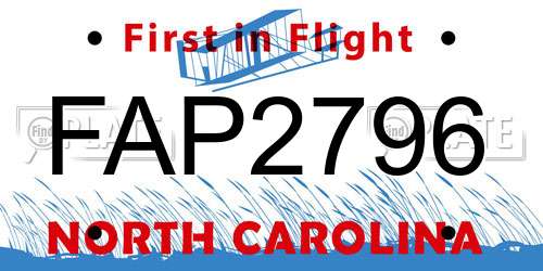 FAP2796 North Carolina License Plate
