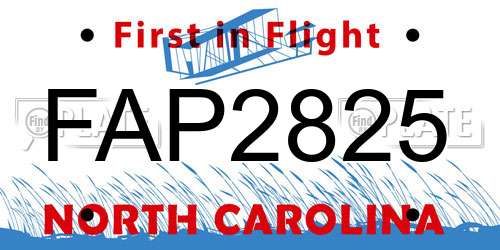 FAP2825 North Carolina License Plate
