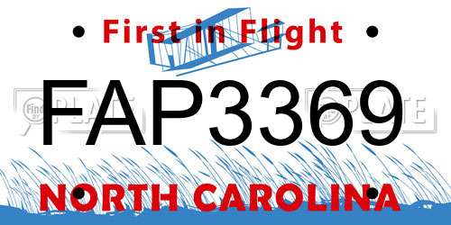 FAP3369 North Carolina License Plate