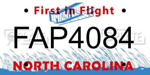 FAP4084 North Carolina License Plate