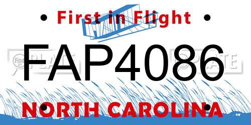 FAP4086 North Carolina License Plate
