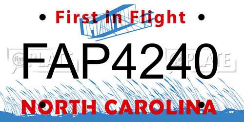 FAP4240 North Carolina License Plate