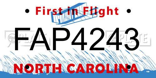 FAP4243 North Carolina License Plate