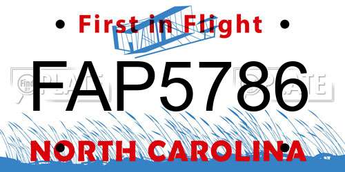 FAP5786 North Carolina License Plate