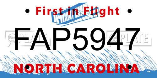 FAP5947 North Carolina License Plate