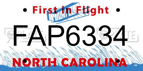FAP6334 North Carolina License Plate