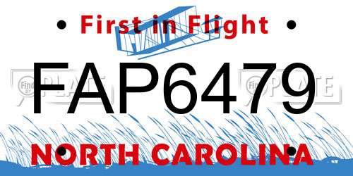 FAP6479 North Carolina License Plate