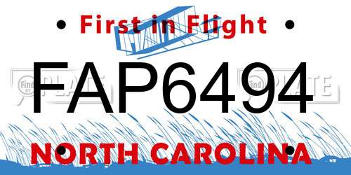 FAP6494 North Carolina License Plate