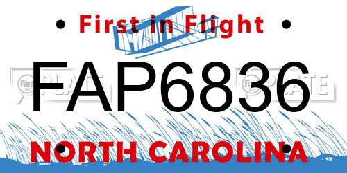 FAP6836 North Carolina License Plate
