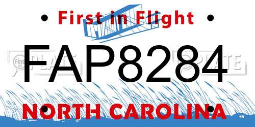 FAP8284 North Carolina License Plate