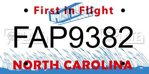 FAP9382 North Carolina License Plate