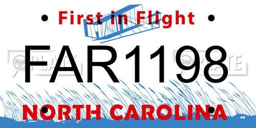 FAR1198 North Carolina License Plate