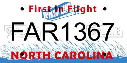FAR1367 North Carolina License Plate