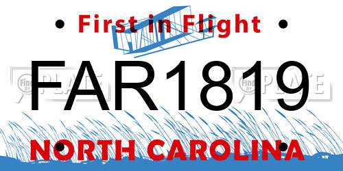FAR1819 North Carolina License Plate