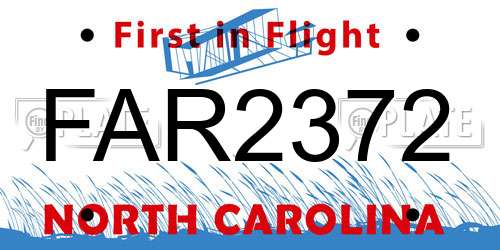 FAR2372 North Carolina License Plate
