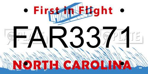 FAR3371 North Carolina License Plate