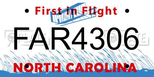 FAR4306 North Carolina License Plate