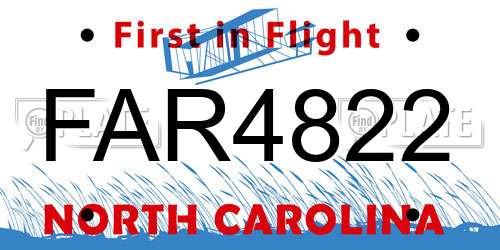 FAR4822 North Carolina License Plate