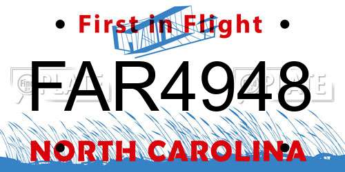 FAR4948 North Carolina License Plate