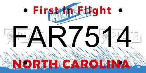 FAR7514 North Carolina License Plate