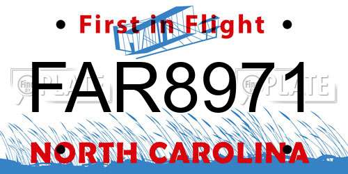 FAR8971 North Carolina License Plate