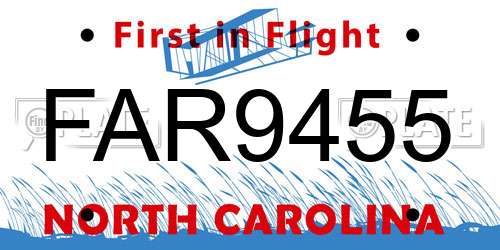 FAR9455 North Carolina License Plate