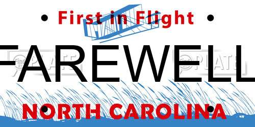 FAREWELL North Carolina License Plate