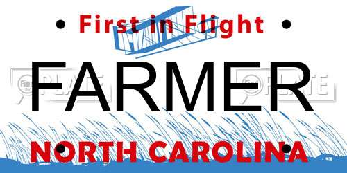 FARMER North Carolina License Plate
