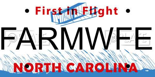 FARMWFE North Carolina License Plate