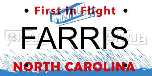 FARRIS North Carolina License Plate