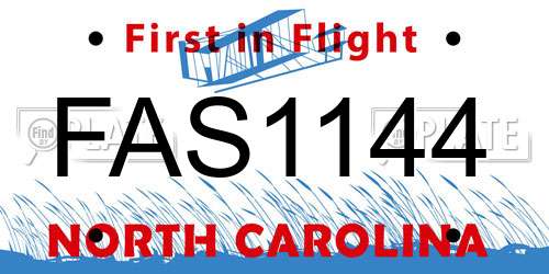 FAS1144 North Carolina License Plate