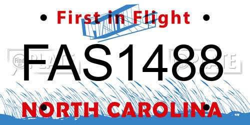 FAS1488 North Carolina License Plate