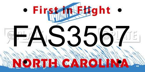 FAS3567 North Carolina License Plate