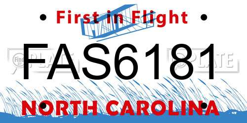 FAS6181 North Carolina License Plate