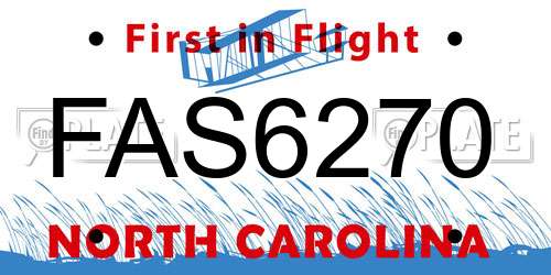 FAS6270 North Carolina License Plate
