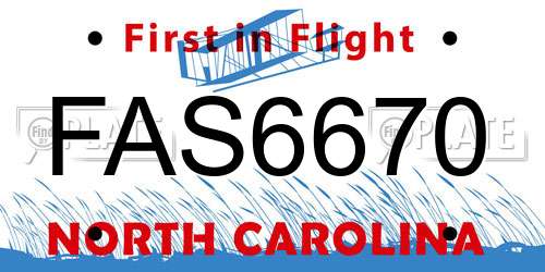FAS6670 North Carolina License Plate
