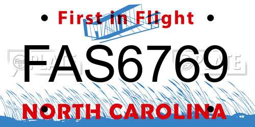 FAS6769 North Carolina License Plate