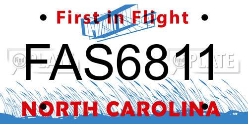 FAS6811 North Carolina License Plate