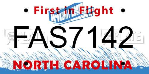 FAS7142 North Carolina License Plate