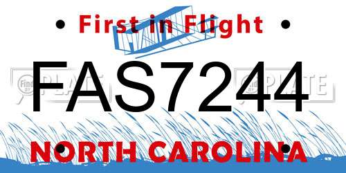 FAS7244 North Carolina License Plate