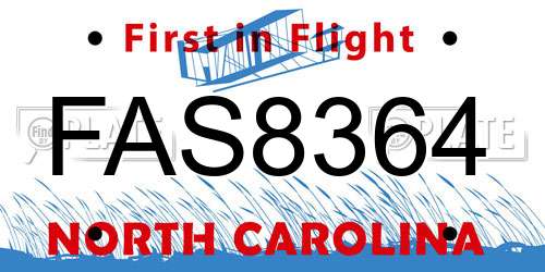 FAS8364 North Carolina License Plate