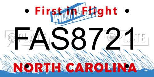 FAS8721 North Carolina License Plate