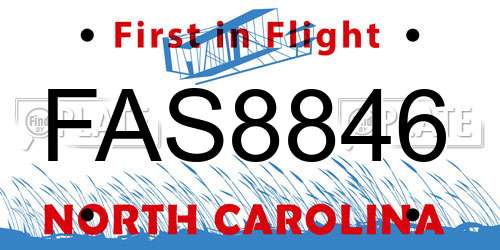 FAS8846 North Carolina License Plate