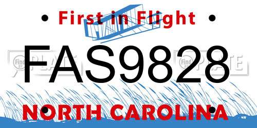 FAS9828 North Carolina License Plate