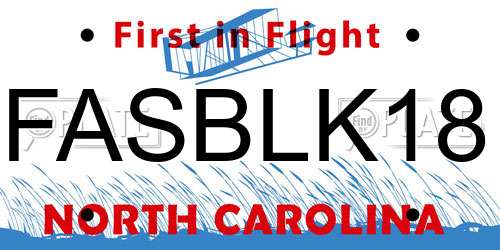 FASBLK18 North Carolina License Plate