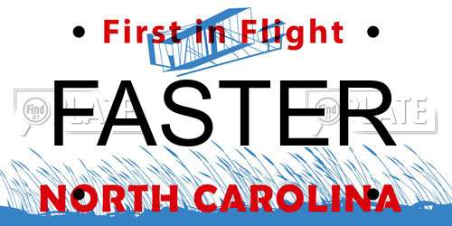 FASTER North Carolina License Plate