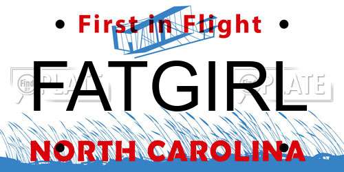 FATGIRL North Carolina License Plate