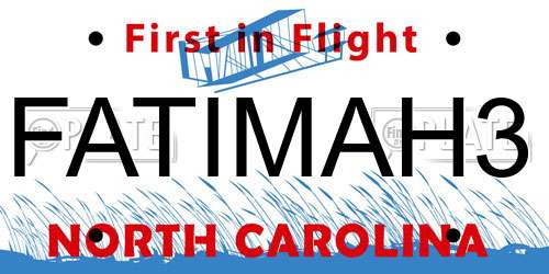 FATIMAH3 North Carolina License Plate