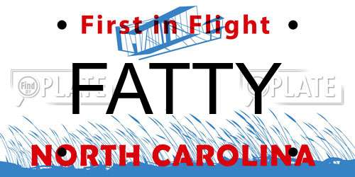 FATTY North Carolina License Plate