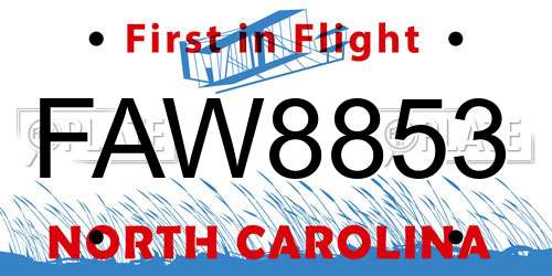 FAW8853 North Carolina License Plate